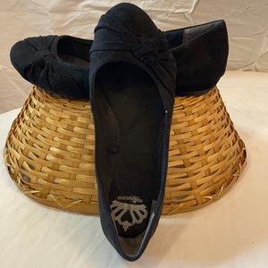 Fergie black suede flats with cool toe detail